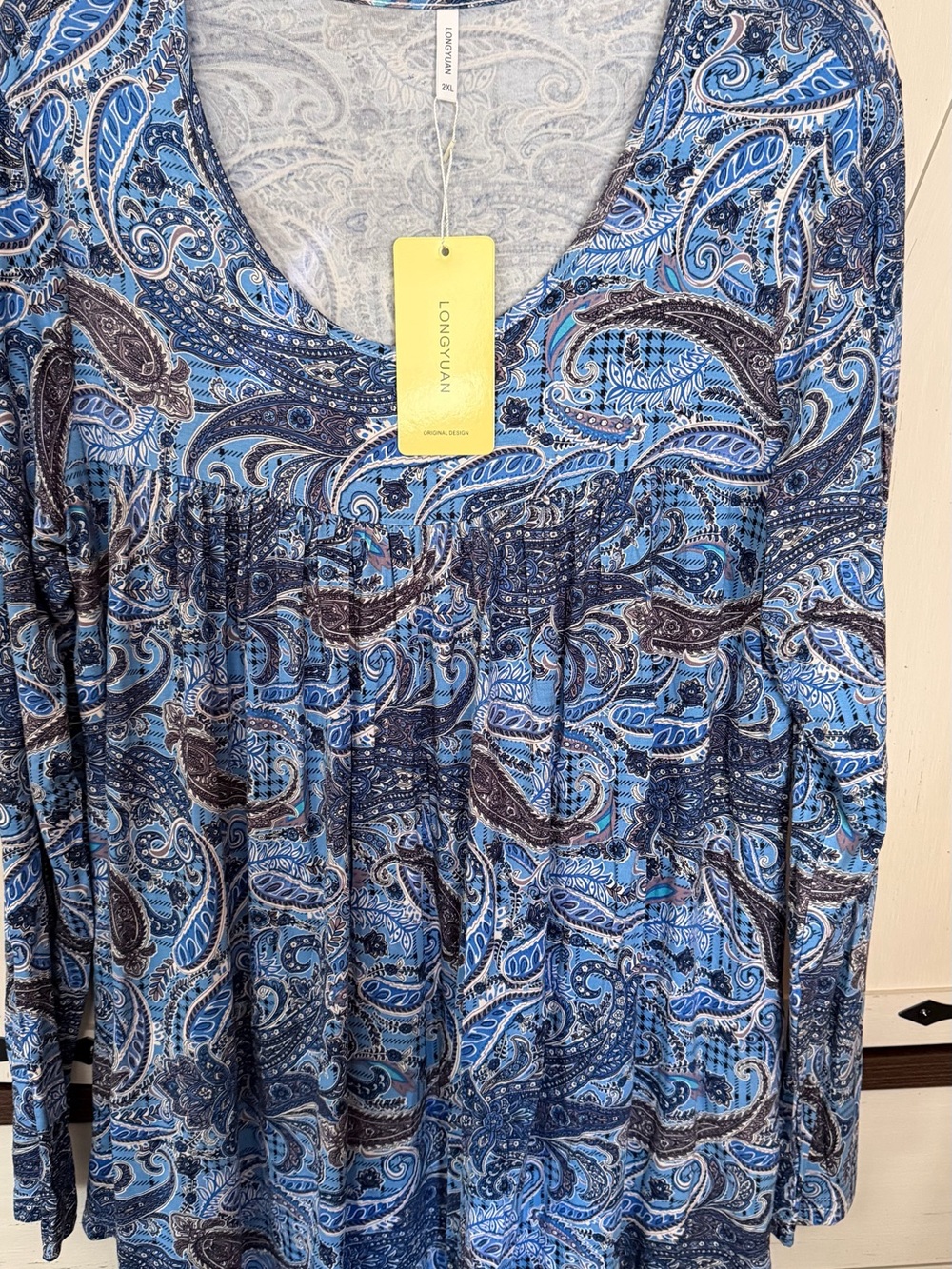LongYuan Blue Paisley Tunic Top – Size 2XL – NWT
